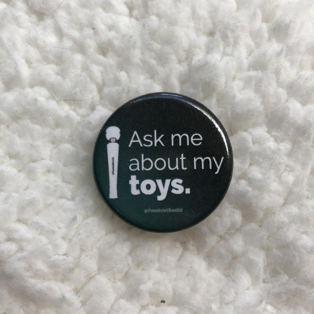 Ask Me About My Toys Button
